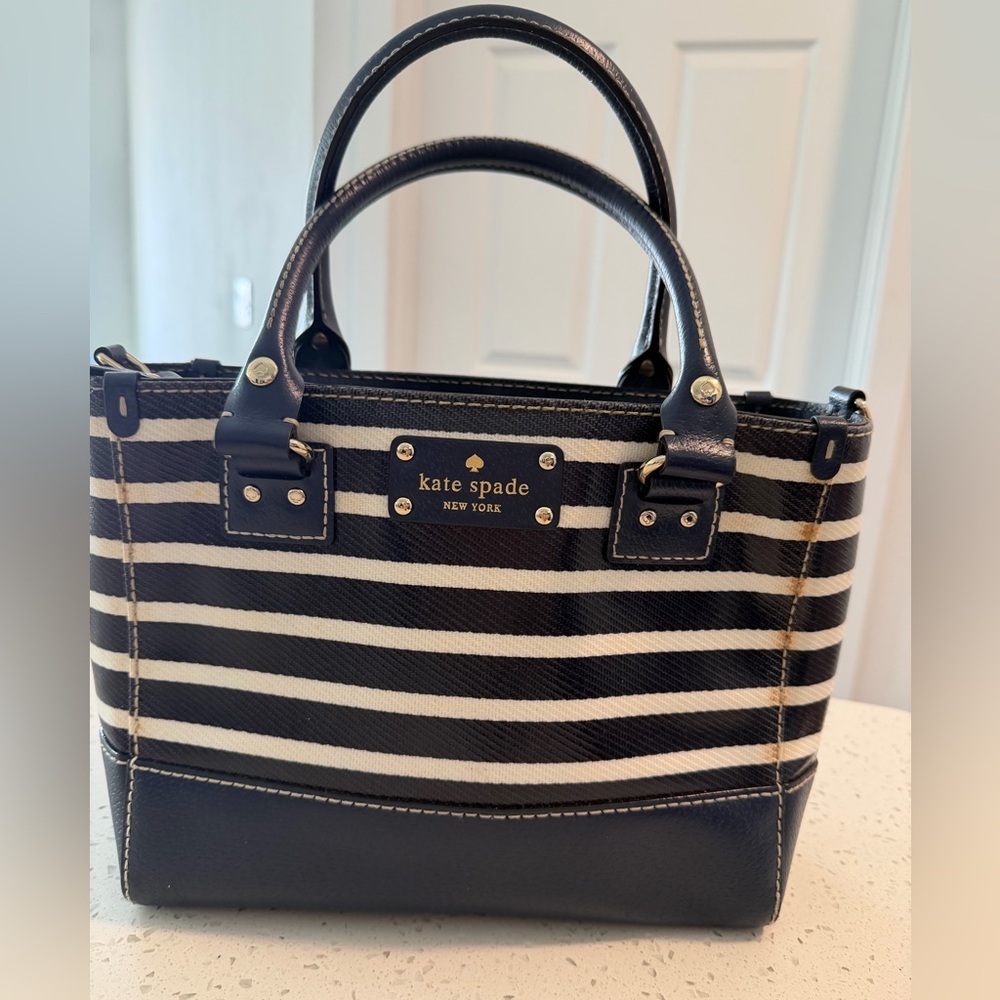 Kate Spade Black and White Striped Satchel